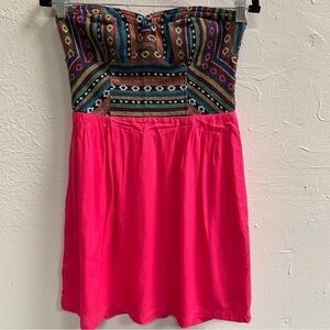 Urban outfitters tribal mini dress hot pink Aztec staring at stars sleeveless